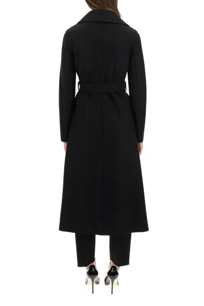 Harris Wharf London Coat With Belted Lapels In Black