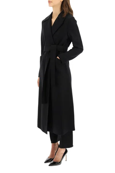 Harris Wharf London Coat With Belted Lapels In Black
