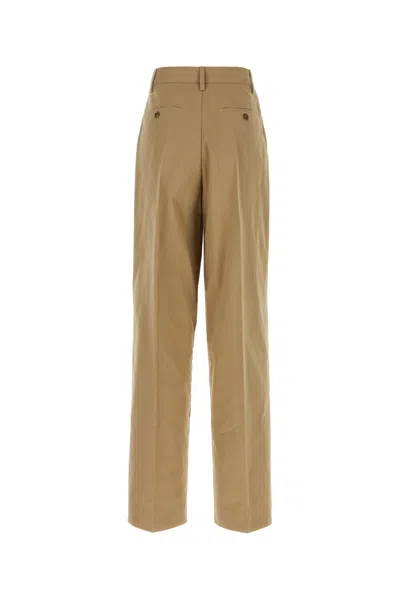 Prada Pantalone In Cotone Cammello Donna