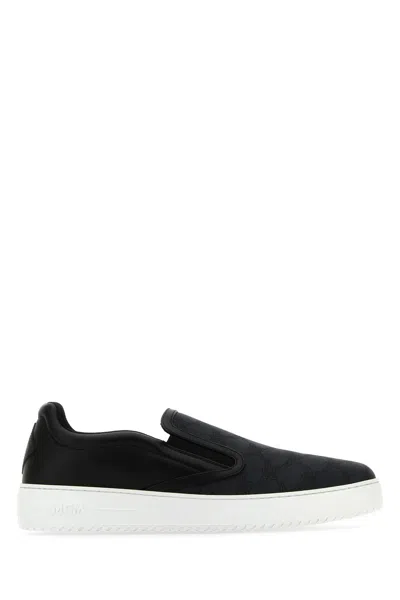 Mcm Canvas And Leather Slip Ons With Contrast Sole