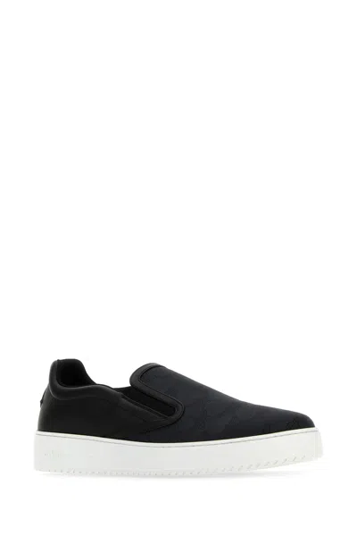 Mcm Canvas And Leather Slip Ons With Contrast Sole