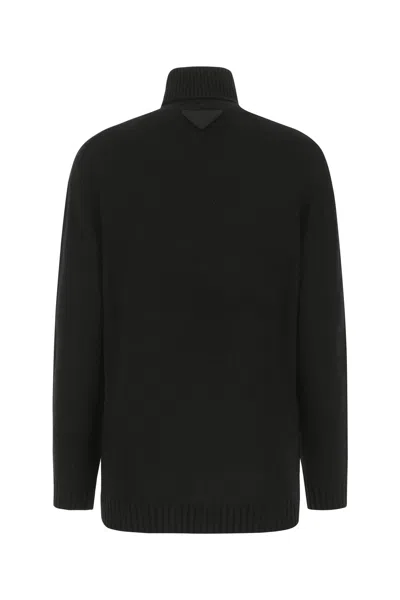Prada Knit Turtleneck Sweater With Ribbed Cuffs And Hemline