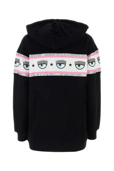 Chiara Ferragni Black Eyelike-embossed Cotton Hoodie