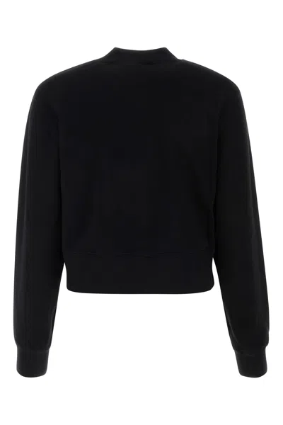 Palm Angels Cropped Cotton Sweatshirt With Ribbed Crew-neck
