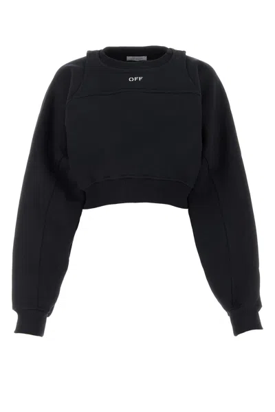 Off-white Cotton Sweatshirt With Frontal Logo
