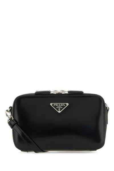 Prada Textured Leather Crossbody Bag In Black