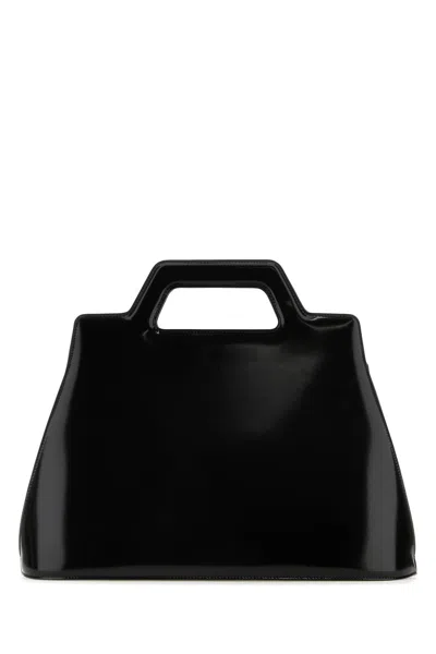 Ferragamo Black Leather Wanda M Handbag