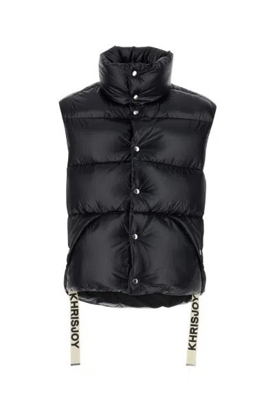 Khrisjoy Shiny Quilted High Collar Padded Sleeveless Jacket