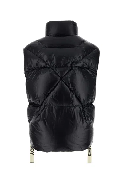 Khrisjoy Shiny Quilted High Collar Padded Sleeveless Jacket