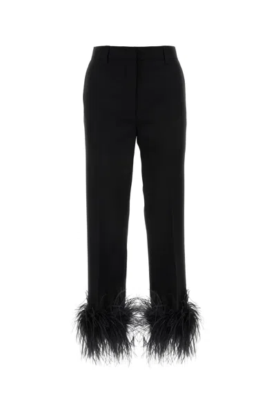 Miu Miu Feathered Grain De Poudre Trousers