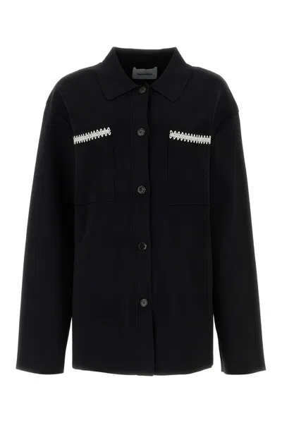 Nanushka Camicia In Misto Viscosa Stretch Nera  Donna