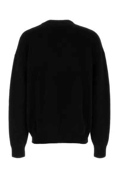 Palm Angels Black Cotton Crew Neck Sweatshirt With White Logo