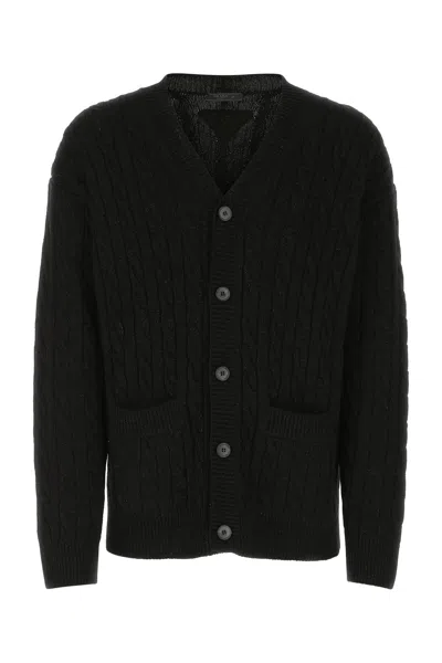 Prada Oversize V-neck Cardigan With Cable Knit Pattern