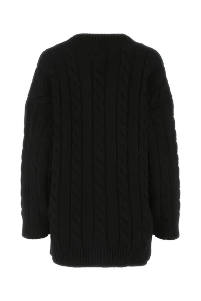 Prada V Neck Cable Knit Cardigan In Luxurious Wool Blend