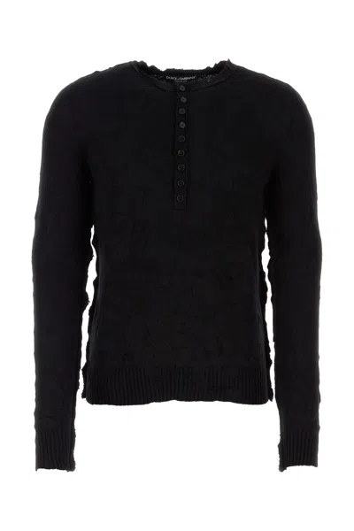 Dolce & Gabbana Buttoned Neckline Wool Blend Sweater