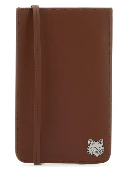 Maison Kitsuné Brown Leather Crossbody Bag