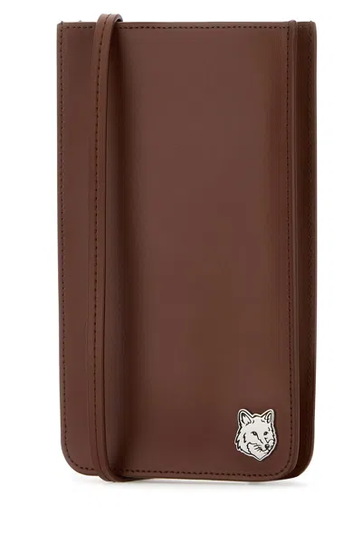 Maison Kitsuné Brown Leather Crossbody Bag