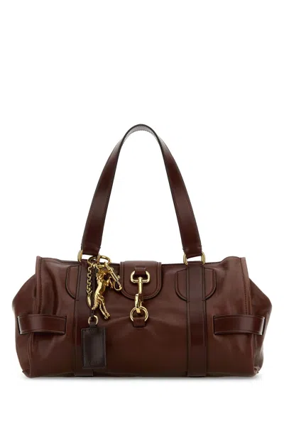 Chloé Brown Leather Kerala 25 Shopping Bag