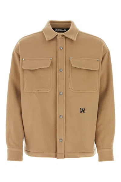 Palm Angels Camel Wool Shirt Jacket