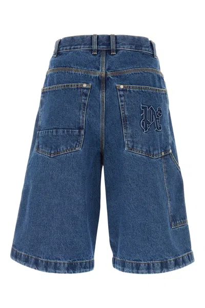 Palm Angels Monogram-embroidered Denim Shorts