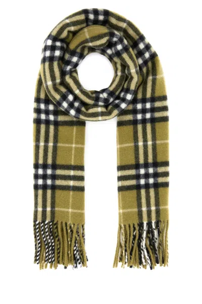 Burberry Cashmere Scarf With Embroidered Checked Pattern