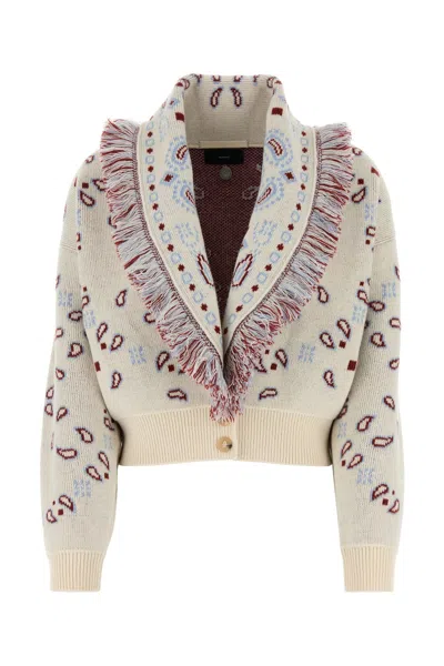 Alanui Jacquard Cardigan Embroidered Fringe Detailing