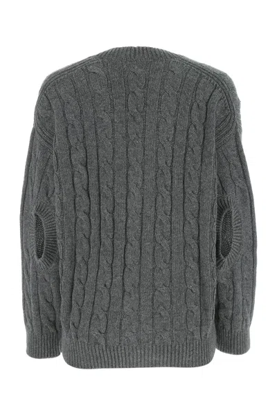 Prada Cardigan Oversize In Cashmere Grigio  Donna