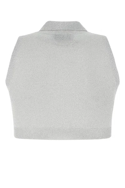 Prada Cropped Sleeveless Top In Gray