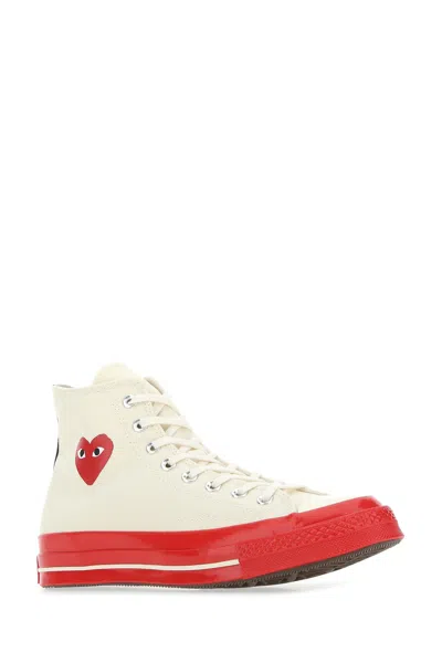 Comme Des Garçon Play Ivory Canvas Comme Des Garã§ons X Converse Sneakers