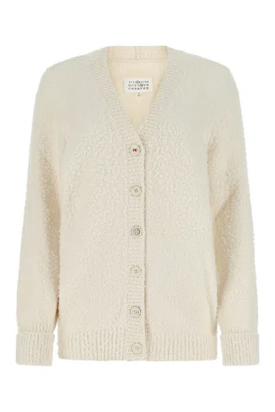 Maison Margiela Ivory Cotton Blend Oversize Cardigan In Neutral
