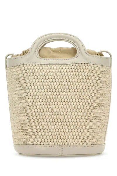 Marni Ivory Leather And Raffia Tropicalia Bucket Bag