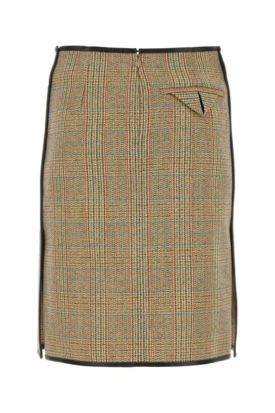 Bottega Veneta Prince Of Wales Wool Skirt