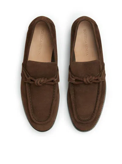 Bottega Veneta Brown Suede Astaire Loafers In Brown