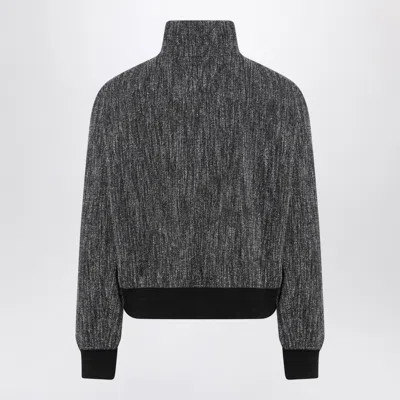 Bottega Veneta Men Grey Textured Wool Blend Bomber Jacket In Gray