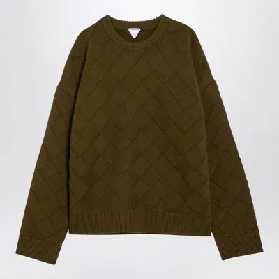 Bottega Veneta Crew Neck Wool Intreccio 3d Knit Sweater In Brown