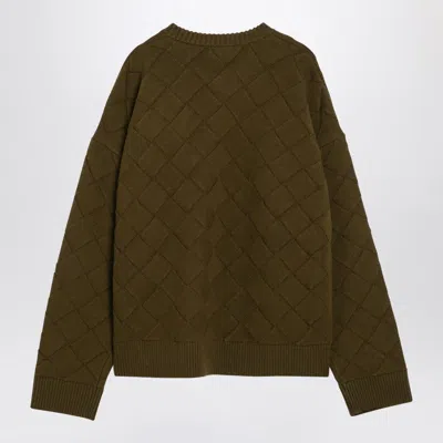 Bottega Veneta Crew Neck Wool Intreccio 3d Knit Sweater In Brown