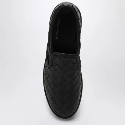 Bottega Veneta Sawyer Blue Slip-on Sneakers With Logo Detail And Intreccio Motif In Leather Man In Black