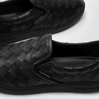 Bottega Veneta Sawyer Blue Slip-on Sneakers With Logo Detail And Intreccio Motif In Leather Man In Black