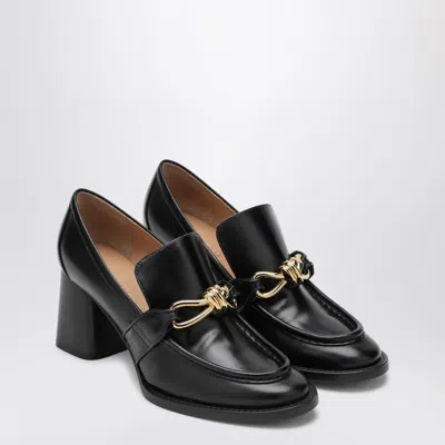 Bottega Veneta Astaire Metallic Knot Leather Heeled Loafers In Black