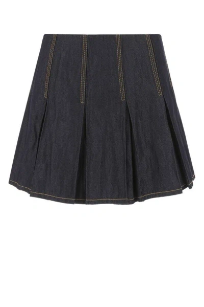 Bottega Veneta Crinkled-finish Pleated Skirt In Blue