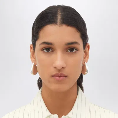 Bottega Veneta Sterling Silver Small Fin Earrings In Silver