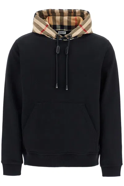 Shop Burberry Samuel Sweatshirt With Check Hood Men In Black