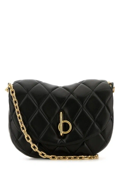 Burberry Black Leather Rocking Horse Shoulder Bag In Black