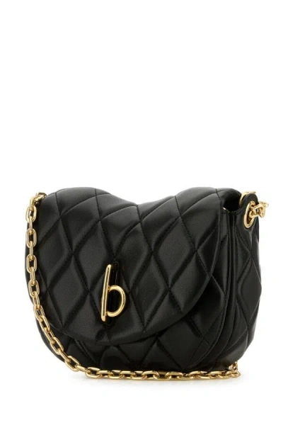 Burberry Black Leather Rocking Horse Shoulder Bag In Black