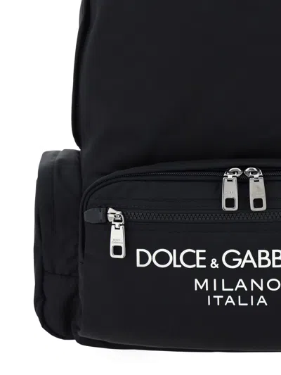 Dolce & Gabbana Logo-print Black Backpack With Functional Design In Black