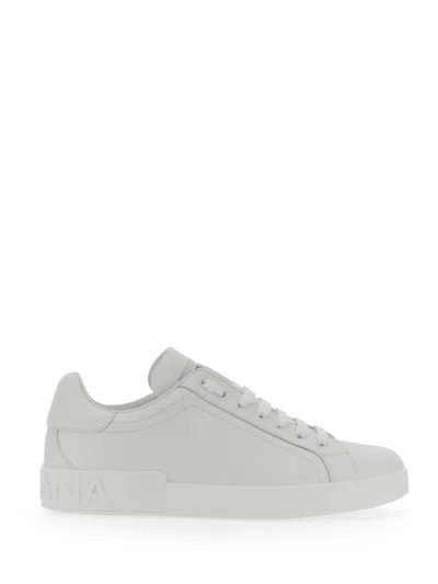 Dolce & Gabbana Portofino Light White Sneakers With Logo Patch On The Tongue And Tonal Logo Lettering On The Heel In In White