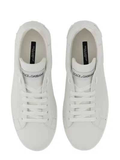 Dolce & Gabbana Portofino Light White Sneakers With Logo Patch On The Tongue And Tonal Logo Lettering On The Heel In In White