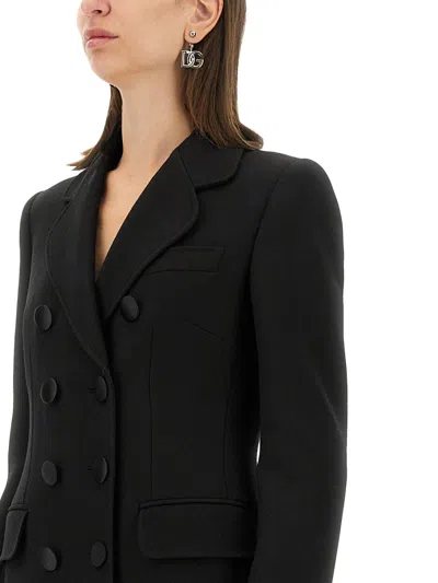 Dolce & Gabbana Double Breasted Tuxedo Coat In Black