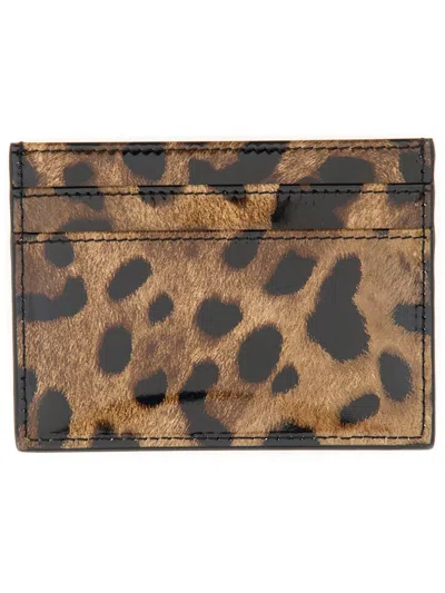 Dolce & Gabbana Two-color Shiny Leather Card Holder In Multicolor