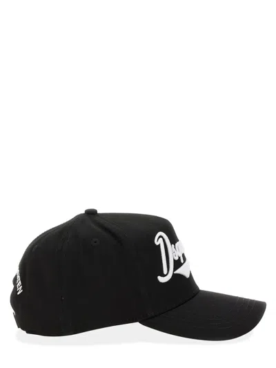 Dsquared2 Black Baseball Cap With Maxi Logo Lettering On The Front In Black